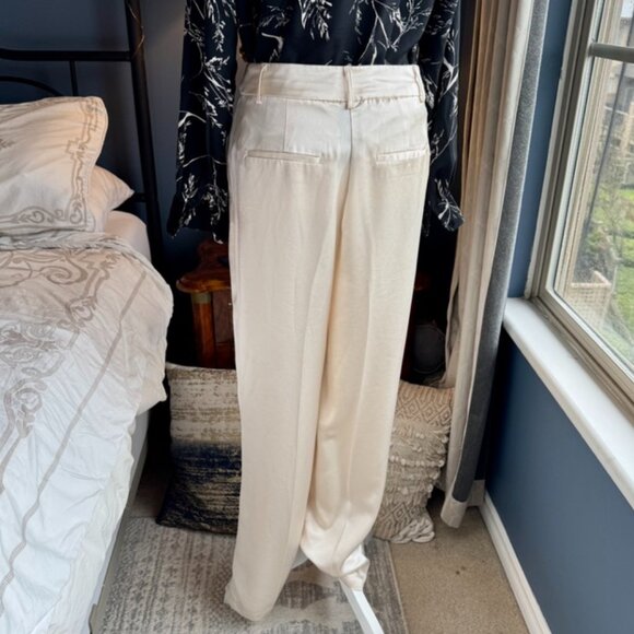House of Harlow Cream Satin Straight Leg Pants - Picture 6 of 12